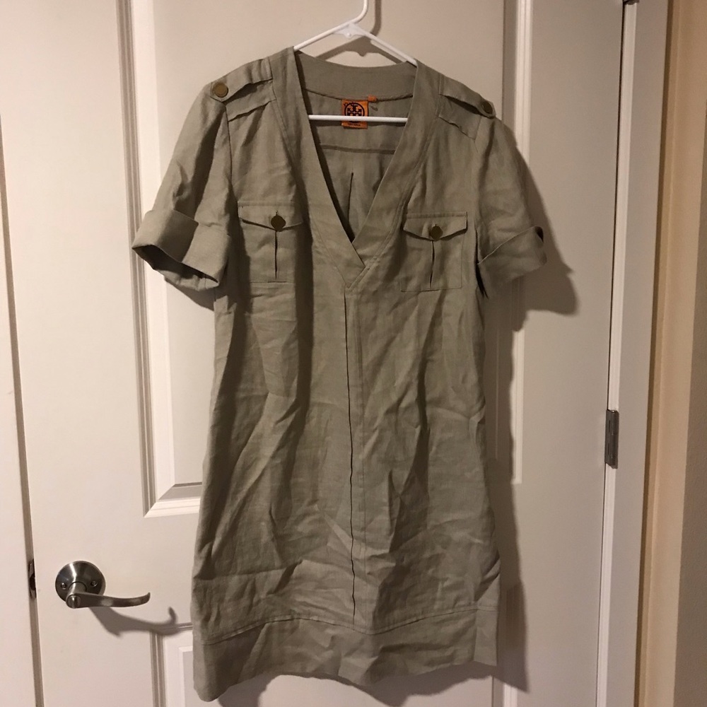 Tan Tory Burch linen sheath dress